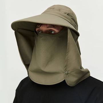 Unisex Sun Protection Fishing Hat with Face Neck Cover Flap Hiking Cap UPF 50+